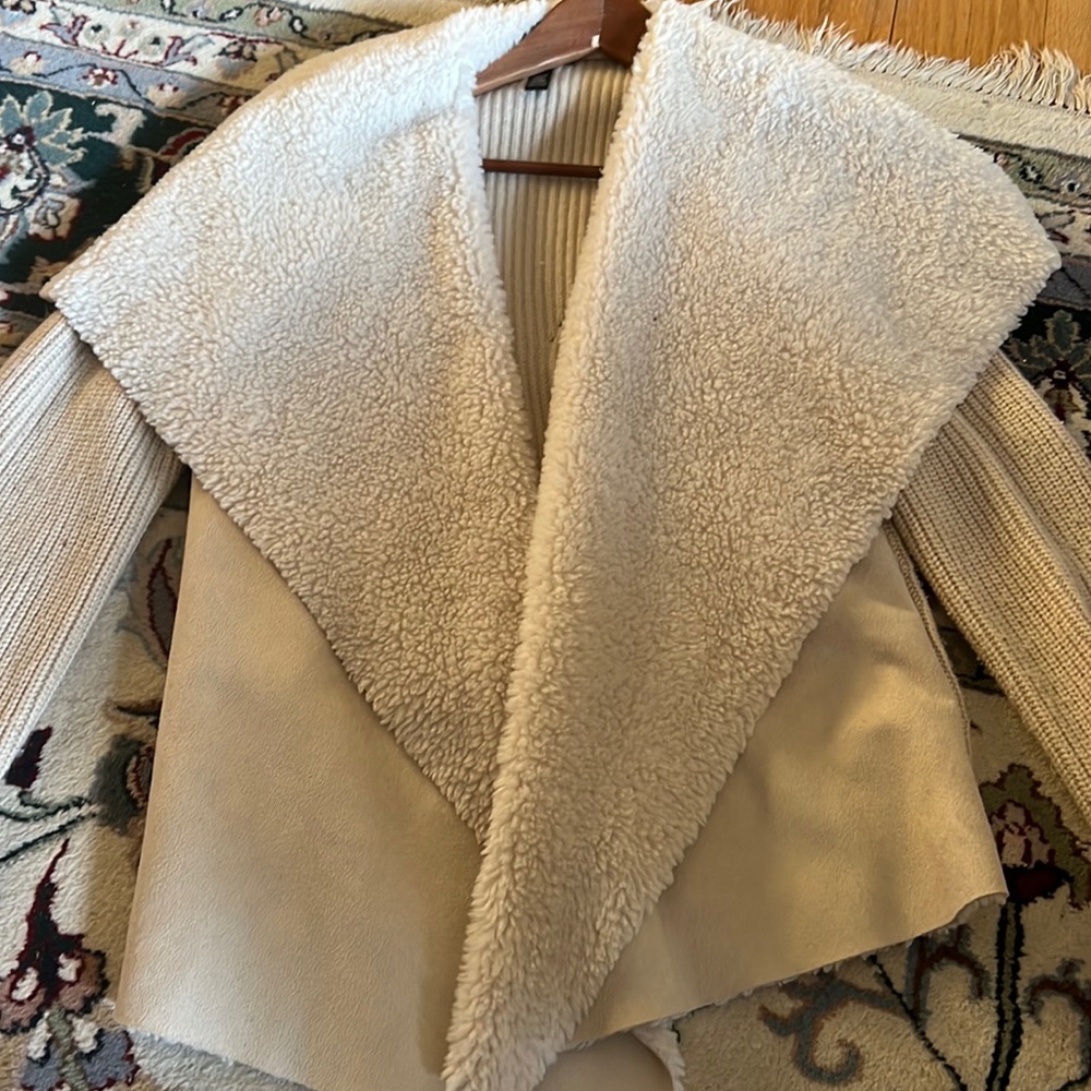 Suède/knitted fur cardigan